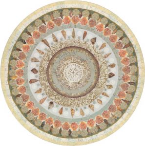 Meg Pierce Lido Mandala (2015) Vintage illustrations and papers, lace, acrylic on canvas