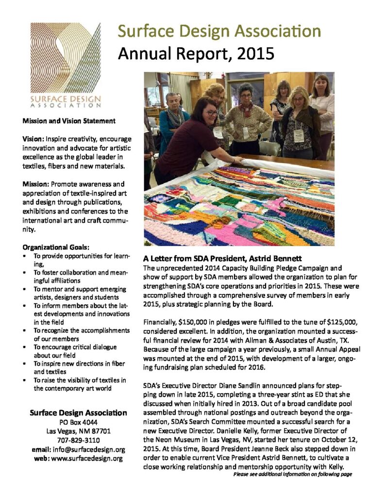 Annual Reports | Surface Design Association