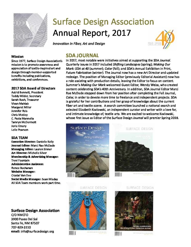 Annual Reports | Surface Design Association