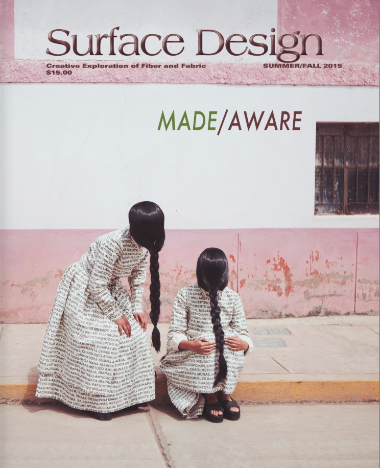 Surface Design Association Cover of Summer/Fall 2015 digital Journal Made Aware