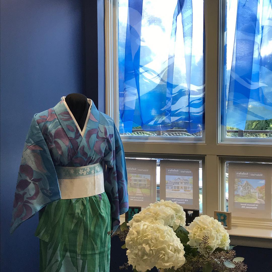 Art in August exhibition -“Revive” yukata and “Into the Blue Revisited” silk organza